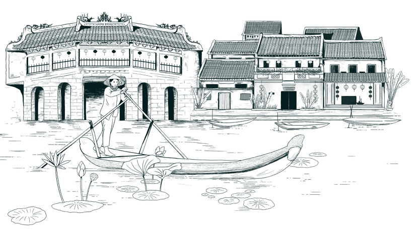 Traditional Asian architecture illustration